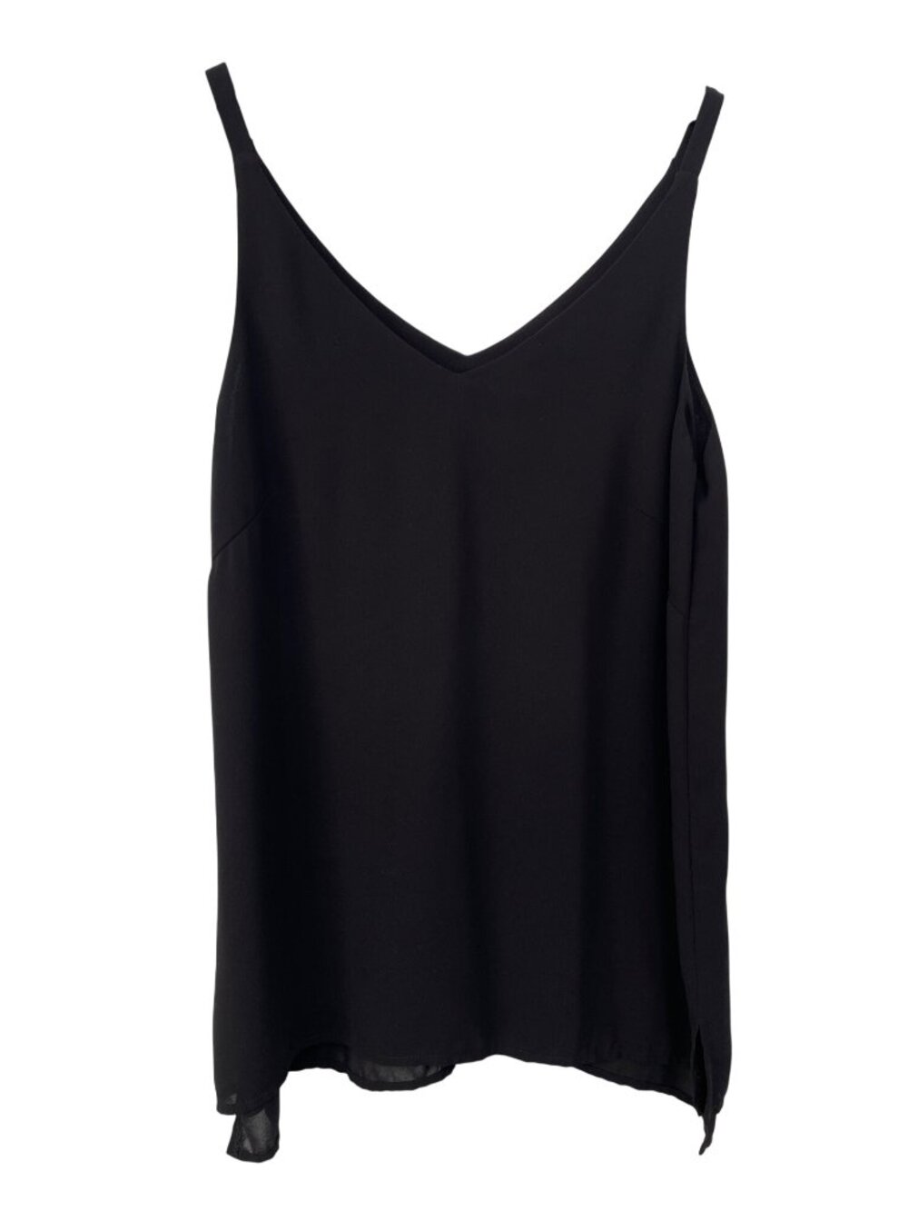 Jade Tank Top XS Sleeveless V-Neck Chiffon Black Polyester Lightweight Casual